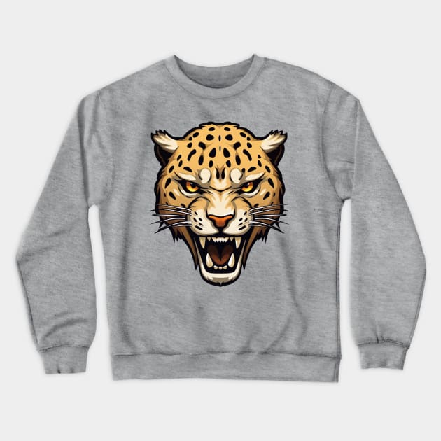 Cheetah Head Crewneck Sweatshirt by JunkyDotCom